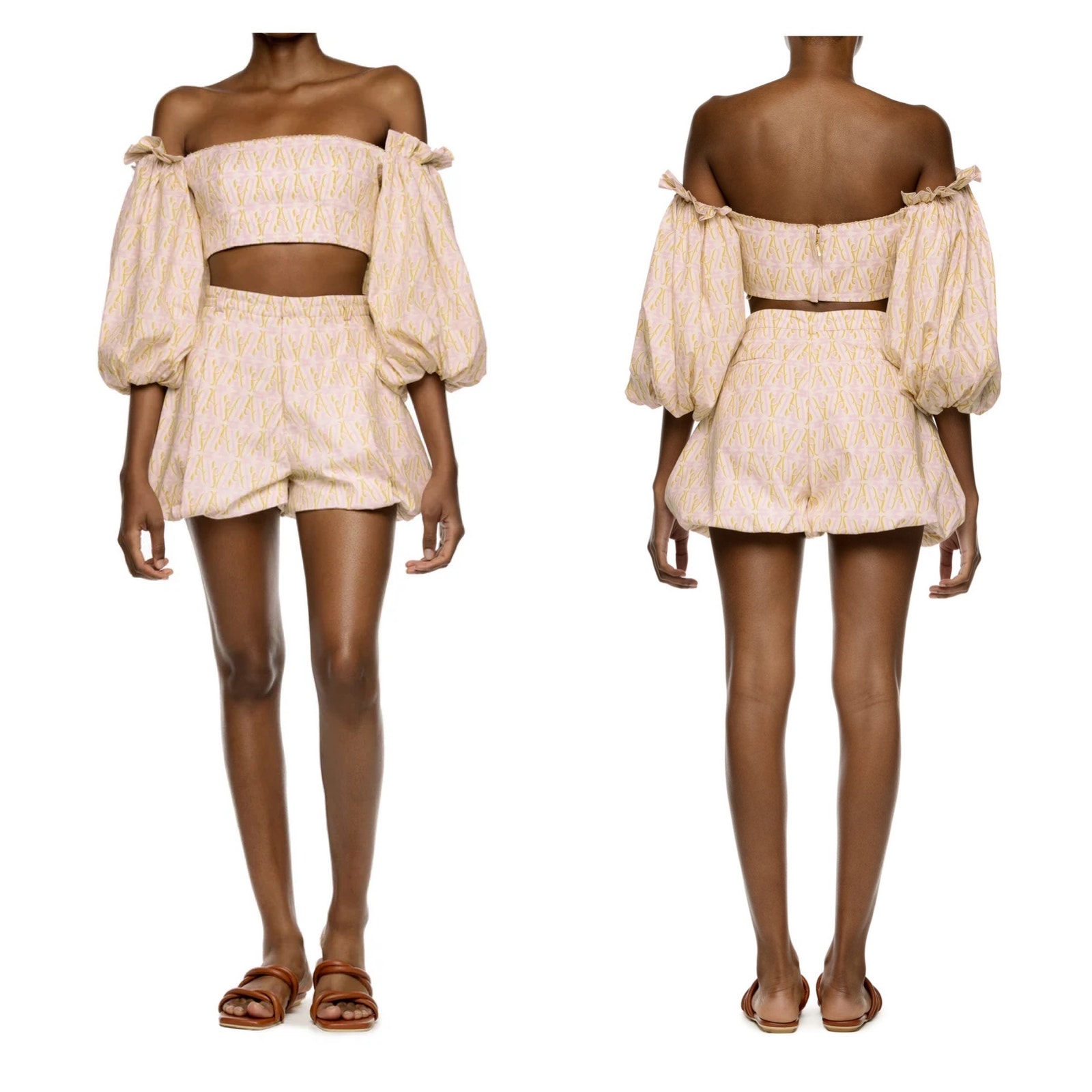 New Agua By Agua Bendita Bermejo Cropped Top And Cudi 2 Piece Set Pink Sz S